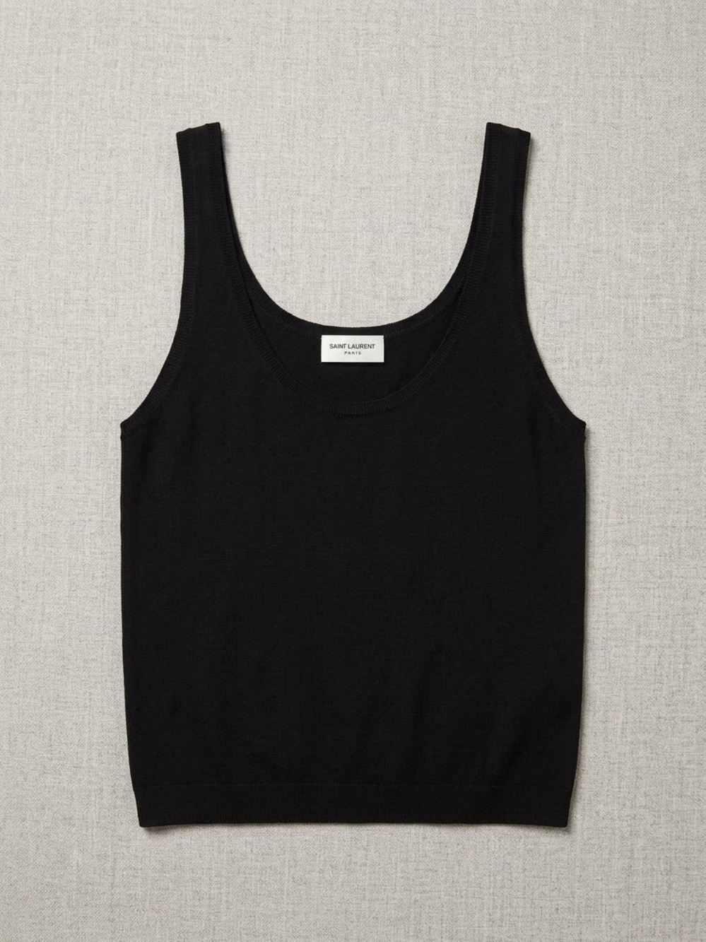 Saint Laurent Black Ribbed Scoop Neck Tank